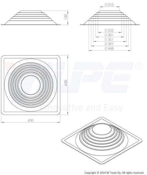 Уплотнитель ROOFSEAL комплект №6/9 260-460 мм Vilpe